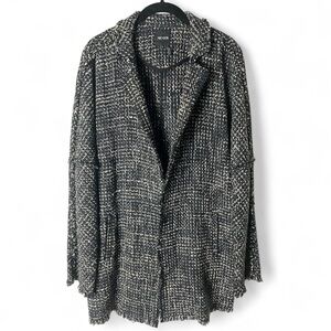 Nic + Zoe - Women’s Tweed Open‎ Front Long Line Jardigan Black White - Sz. S